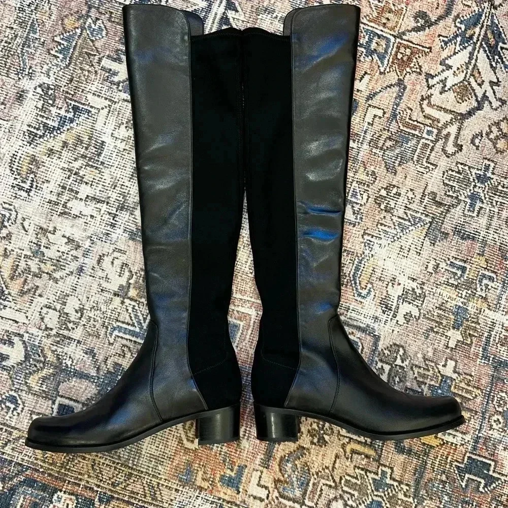 Stuart Weitzman Reserve Black Leather Over the Knee Boots Size